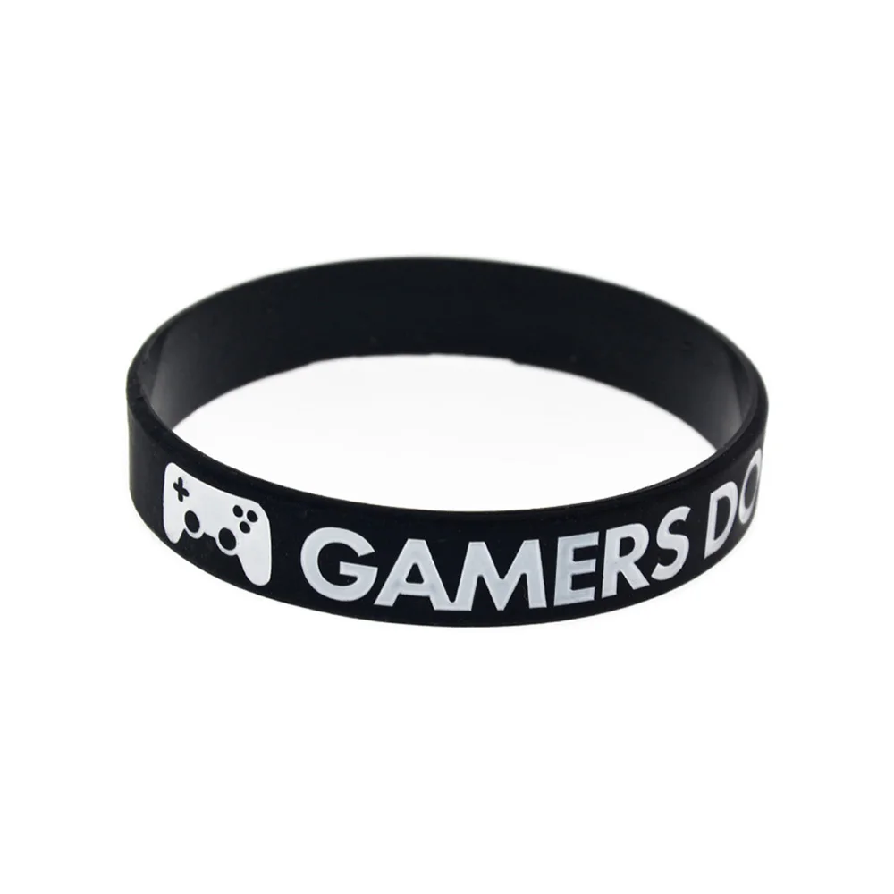 1 PC-Gamer Don't Die They Respawn Silikonarmband mit Tinte gefüllt, Farbe Schwarz, Armband für Damen oder Herren – Detail 2