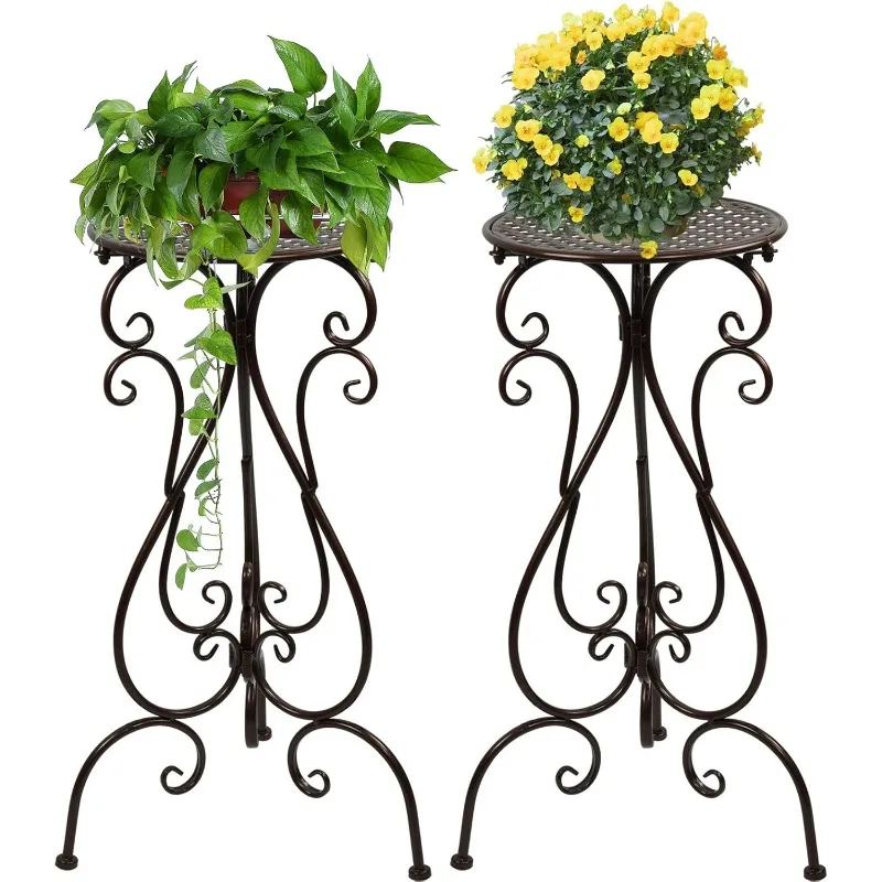 

2 Pack Plant Stands Indoor Outdoor, Metal Flower Pot Holder 22.5 inch Tall, Heavy Duty Pedestal Plants Stand for Patio Garden