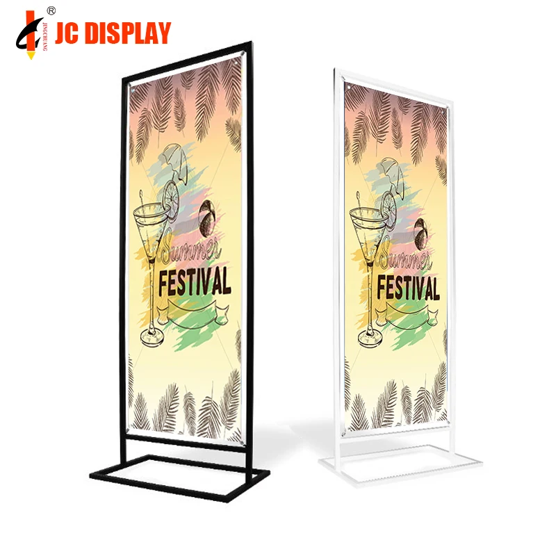 

customized.High Quality Advertising Exhibition Rack Pavement Black Iron Poster Frame Display Stand