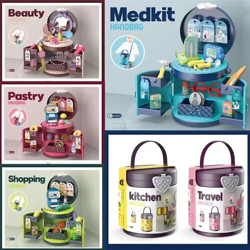 I bambini fanno finta di giocare a giocattoli di bellezza le ragazze giocano a giocattoli cosmetici cibo giocattoli da cucina Set medico bambini fingono di giocare a borsa giocattoli per bambini regalo