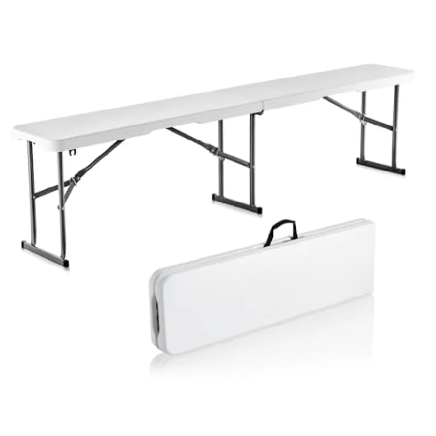 

Plastic Folding Bench 6Feet Portable Folding Bench Smooth High Density Polyethylene Waterproof Outdoor Bench Picnic Camping Tab