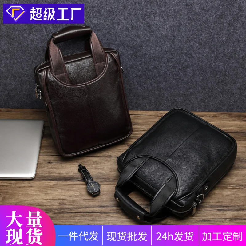 

Large Capacity Crossbody Bag Single Shoulder Men's Genuine Leather Business Crossbody Vertical Style Cowhide Large Capacity Bag