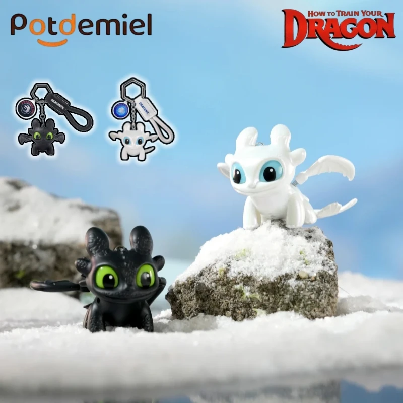 New Potdemiel How To Train Your Dragon Toothless Night Fury & Light Fury Keychain Cute Teeth Luminous Eyes Charm Bag Decor Gifts view 2