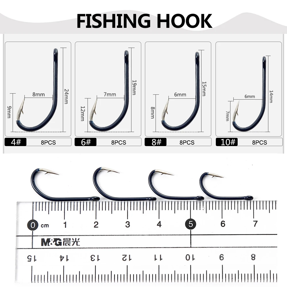 FTK 8PCS/Box High Carbon Steel Barbed Fishing Hooks Knife-edged Razor Sharp Fishhook With Ring for Carp Anzol Anzuelos De Pesca