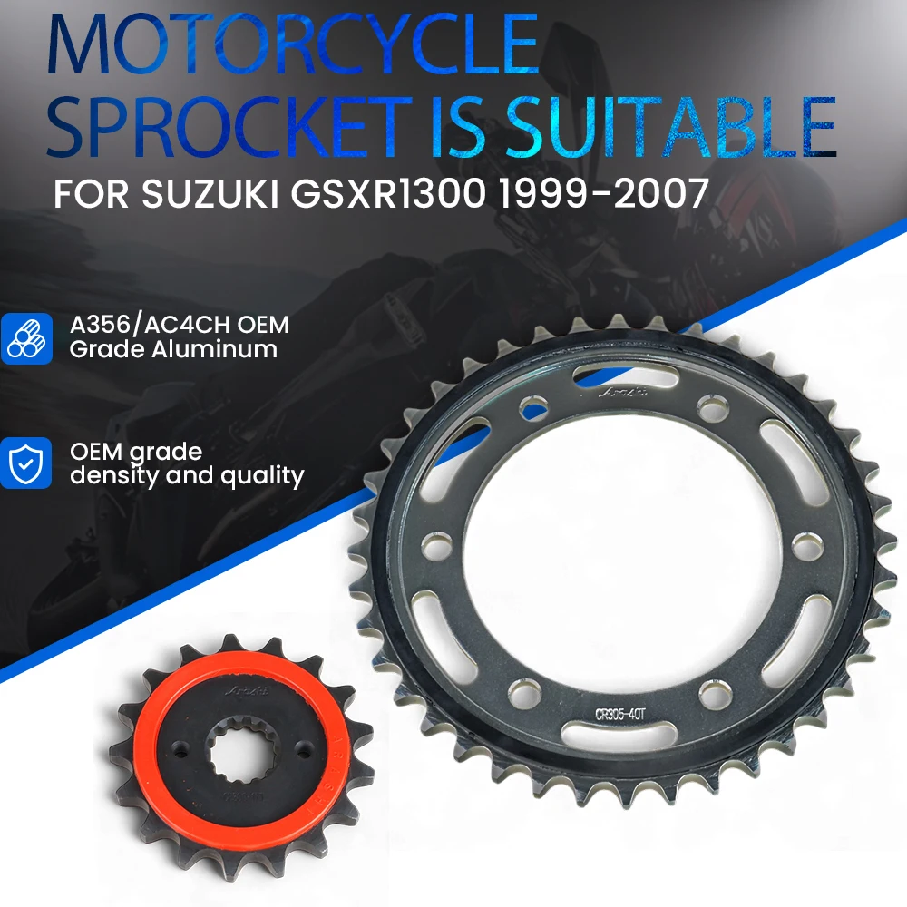 

Звездочка мотоцикла подходит для SUZUKI HAYABUSA GSXR1300 1999-2007, передняя и задняя звездочка, высококачественная закаленная шестерня