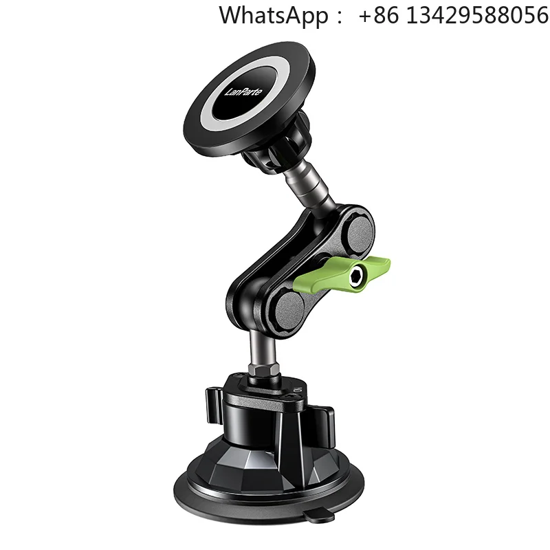 Aluminum Alloy 360 Degree Rotation Anti-Slip Suction Cup Mount Magnetic Car Mobile Phone Holder