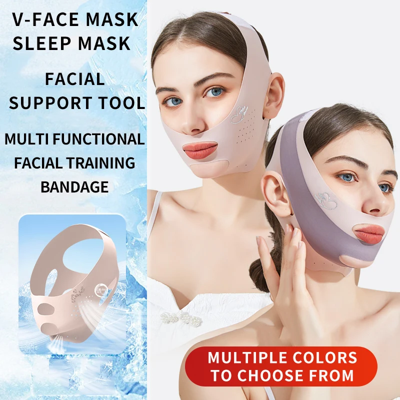 ضمادة تنحيف الوجه، شريط رفع على شكل حرف V، شريط تنحيف الوجه، شريط تثبيت الذقن المزدوجة، شريط ضيق لشد الوجه، م #2