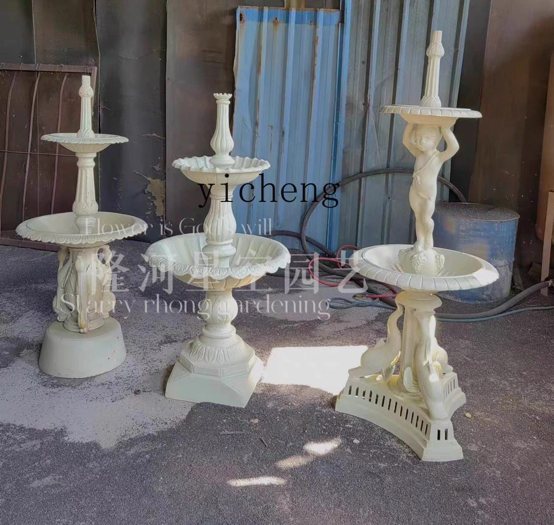 ZC European-style running water cast iron double-layer fountain outdoor courtyard garden fountain landscaping decoration