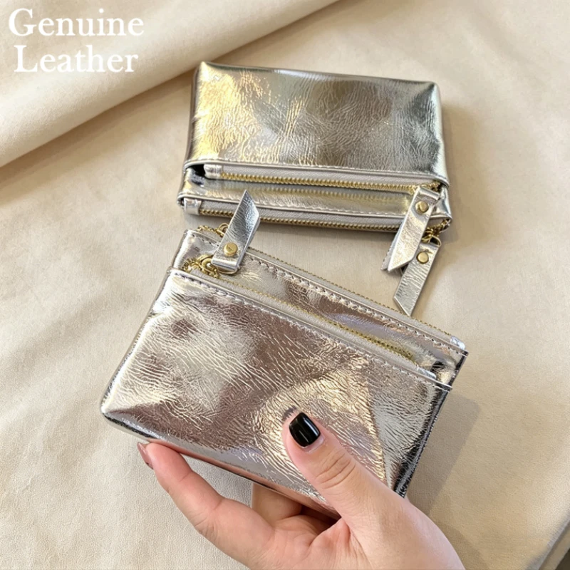 

Women's Genuine Leather Luxury Mini Wallet Ladies Fashion Clutch Zipper Wallet Bank Credit Card Cash Holder Small Money Wallet