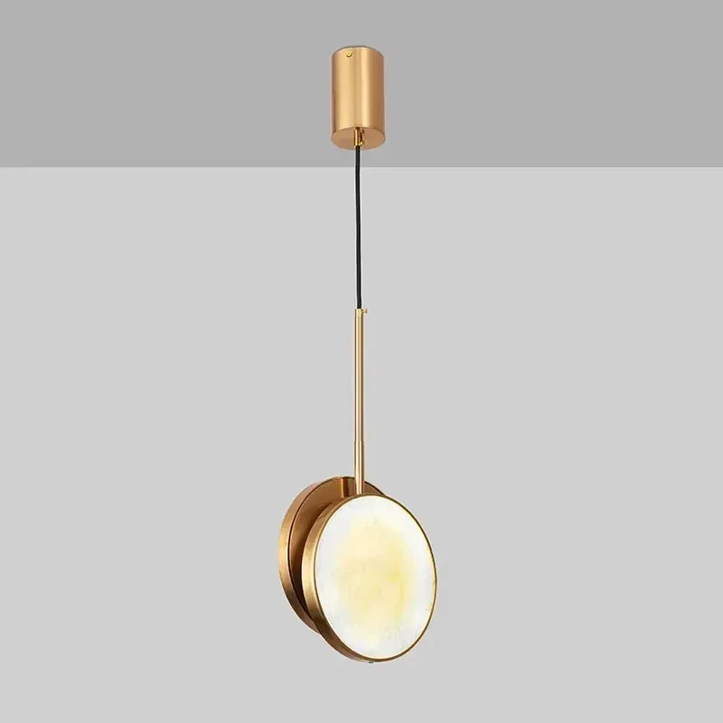 

YECTSKI Bedroom Bedside Dining Room Bar Golden Luxury Natural Marble LED Pendant Light Minimalist Decor Lamp Nordic Living Room