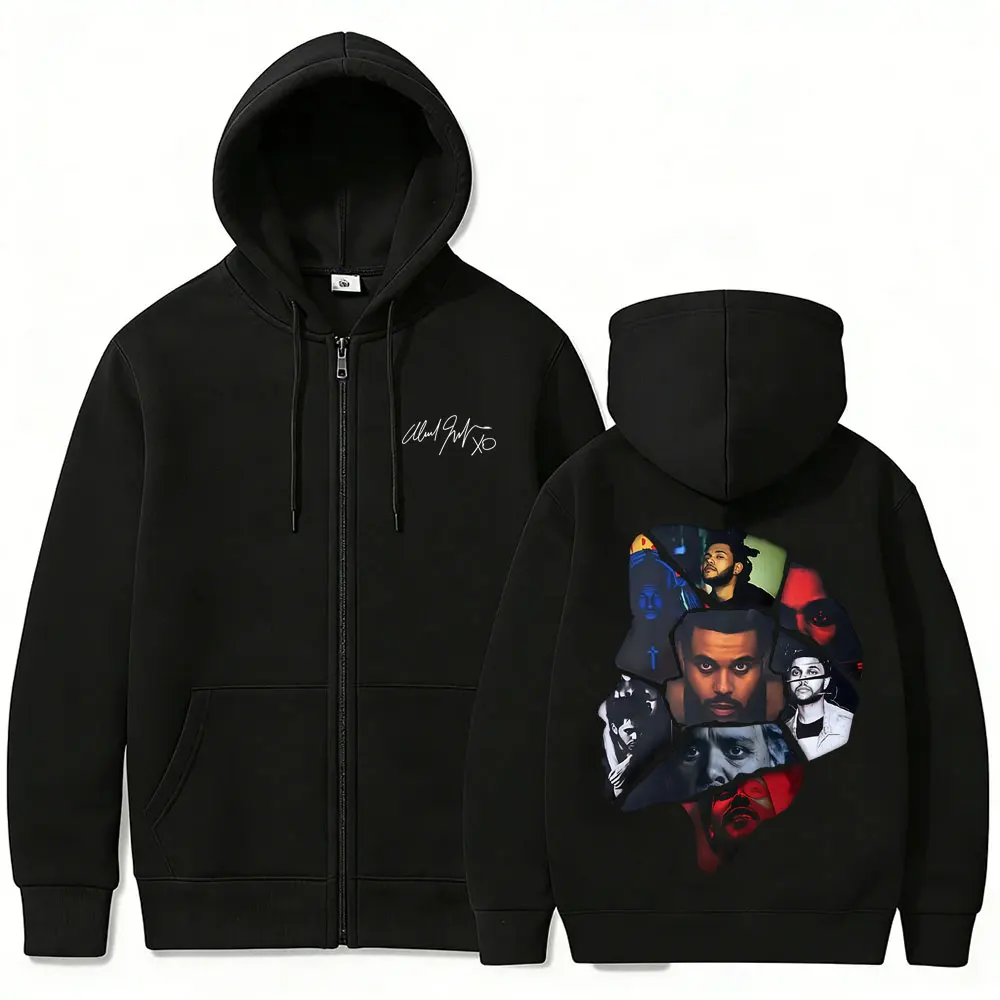 Rapper The Weeknd Album Cover Big Face Graphic Zipper Hoodie Men Women Hip Hop Fashion Pop Music Zip Up Jacket Men's Sweatshirt