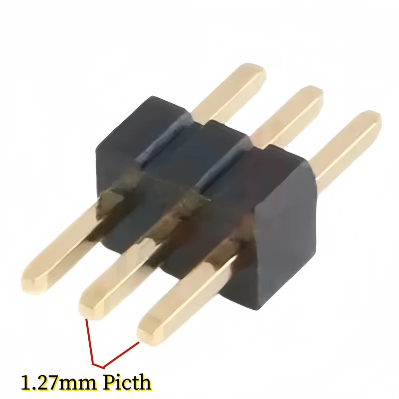 Spacing 1.27mm, gold-plated single row/double row straight pins 1x2/3/4/5/6/8/10/12-40/50Pin, through-hole connector