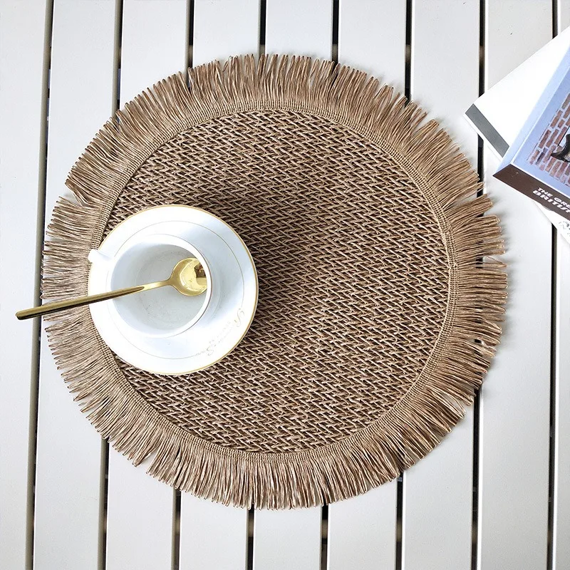 3pcs/set Disposable Paper Tassel Placemat Elegant Western Dining Table Pad Home Wedding Party Table Decorations