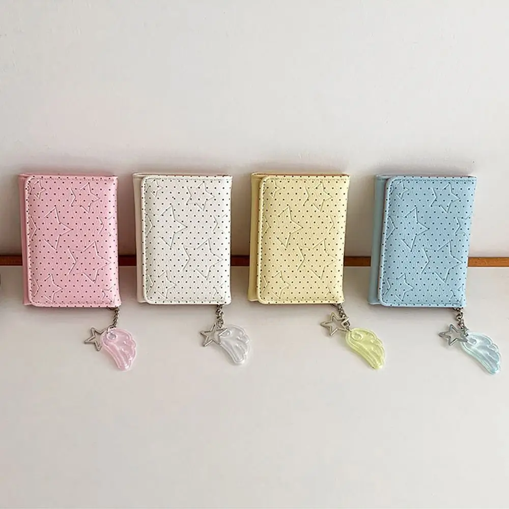 Fashion Y2K Tri-fold Wallet Wing Pendant PU Coin Purse Zipper Clouse Star Dot Women's Wallet Daily Use