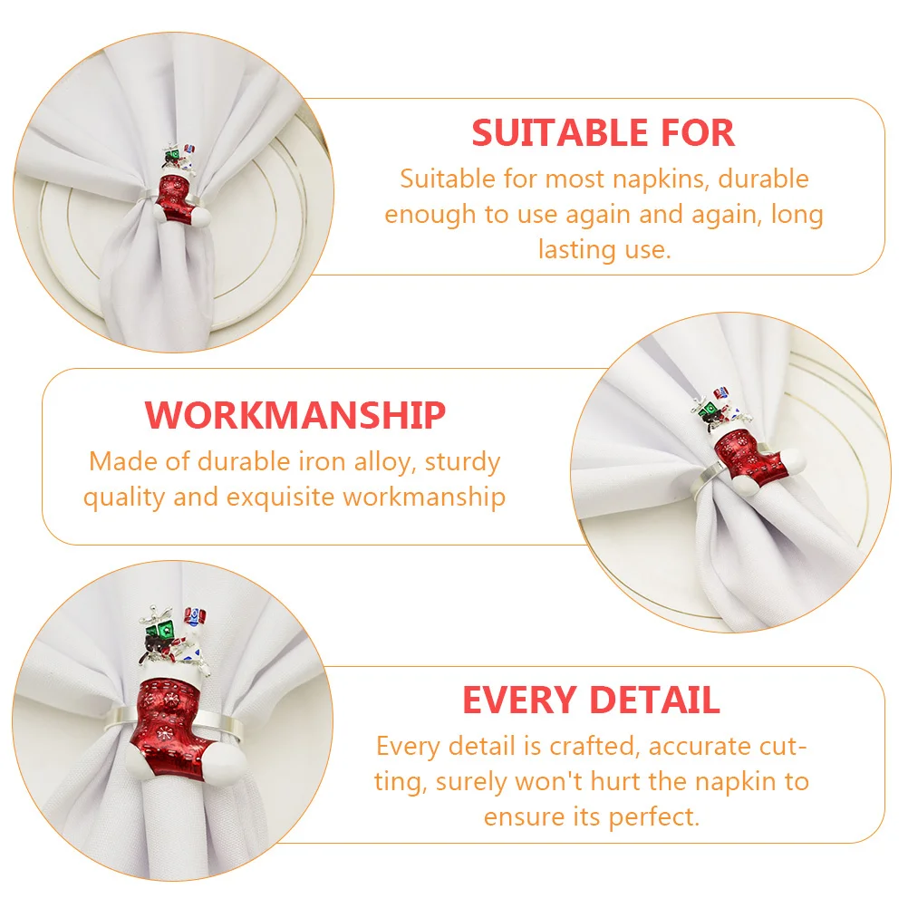 

2Pcs Elegant Napkin Clips Heat Resistant Iron Alloy Unique Design for Festive Occasions Dinner Decoration Xmas Tissue Buckles