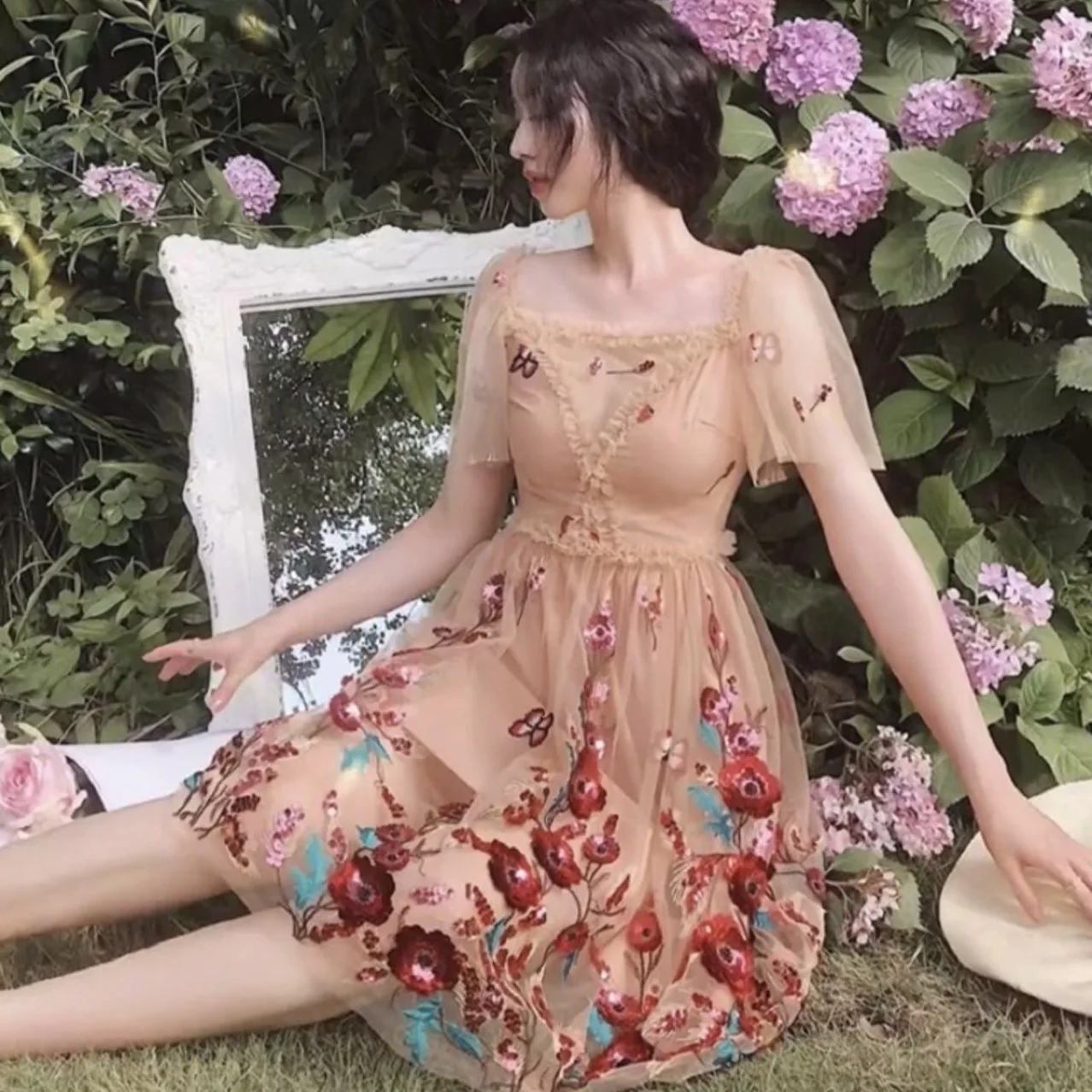 

3D вышитые блестки блестящие вышитые цветы сетчатая ткань для платья своими руками одежда