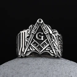 2024 New Wholesale Price Men Freemason Ring 316L Stainless Steel Masonic Symbol Rings Freemasonry Jewelry
