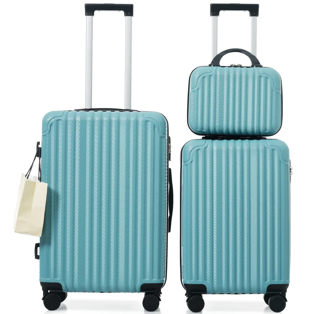 

3-Piece Luggage Set, Durable Hardshell ABS Suitcase with Spinner Wheels, TSA Lock, Side Hooks, Lightweight Carry-On & Checked