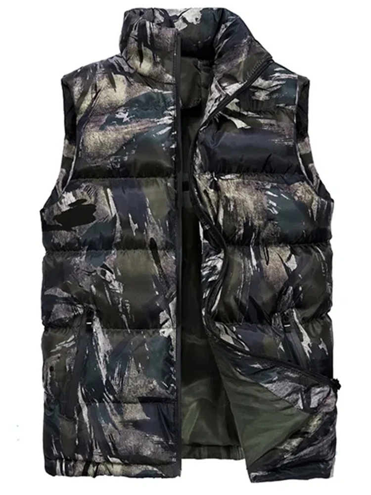 

Men's Fashion Trend Cotton Vest Men's Camouflage Back Heart Tide Brand Outside Wear Vest Tooling Winter Clip Winter Plus Size