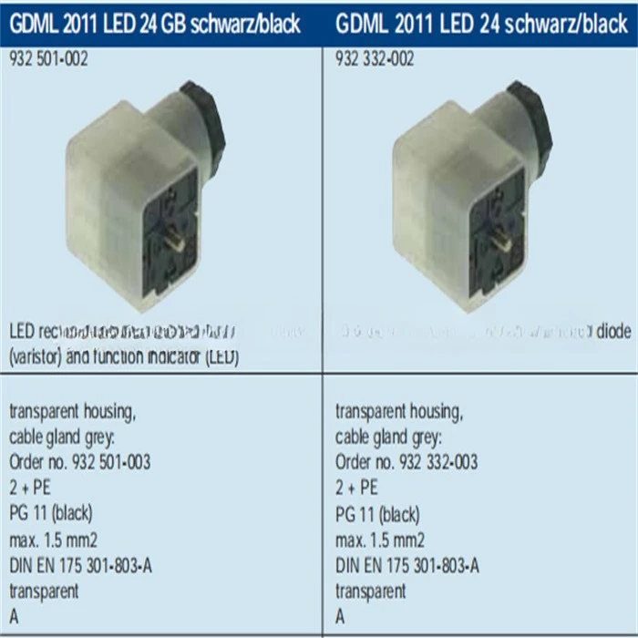 Industrial connector GDML 2011 LED 24 (932 332-002) connector plug connector