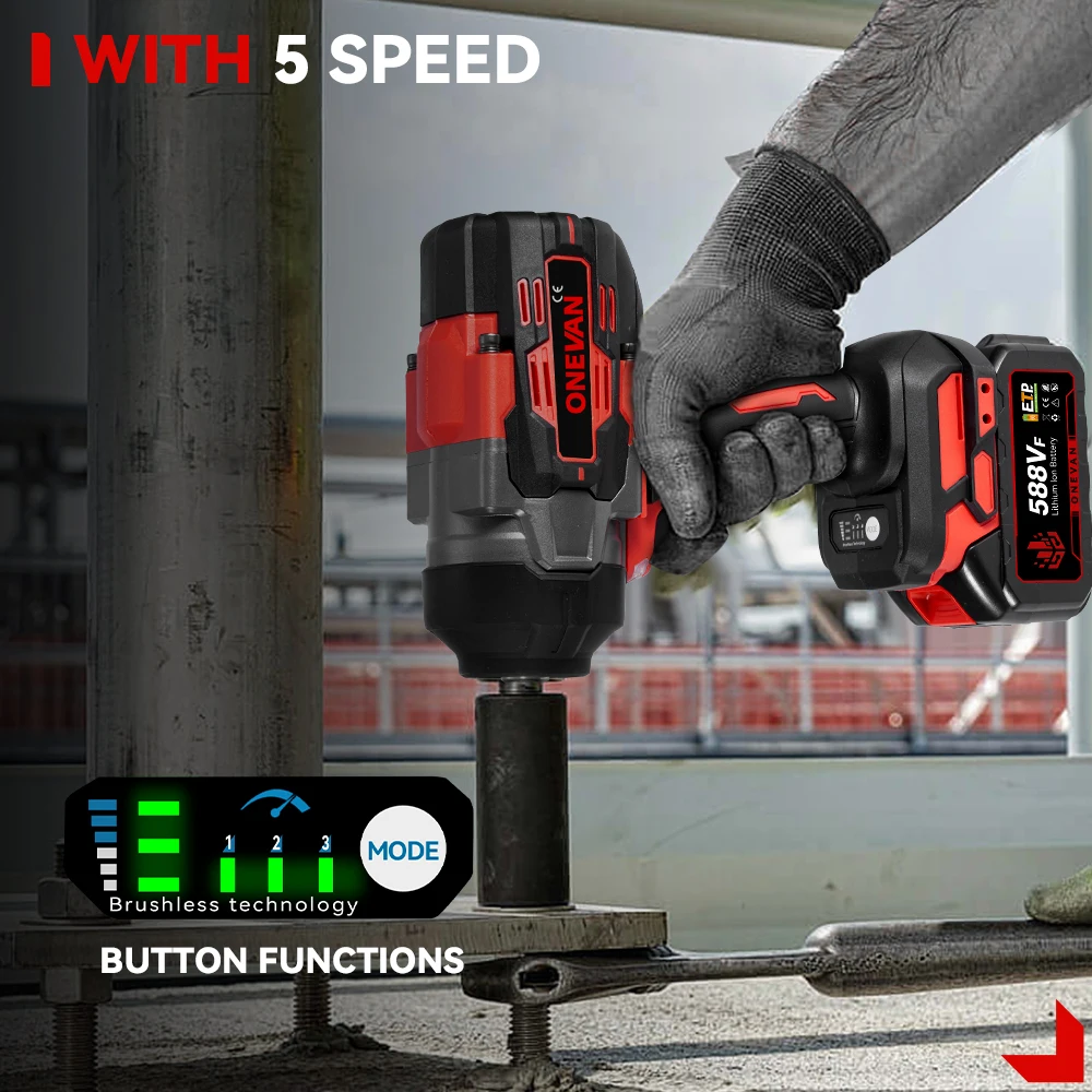 ONEVAN 8000 دورة في الدقيقة 2800N.M مفتاح ربط كهربائي بدون فرشاة مفك براغي لإصلاح السيارات اللاسلكية أداة كهربائية لدبوس بطارية ماكيتا #4