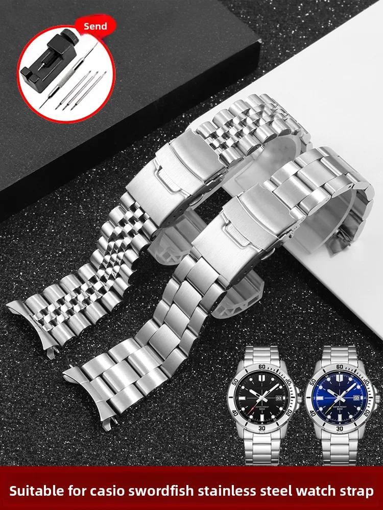 Suitable for Casio Swordfish Steel Strap MTP-VD01 MDV-106/107 Strap Stainless Steel Bracelet Male 22mm