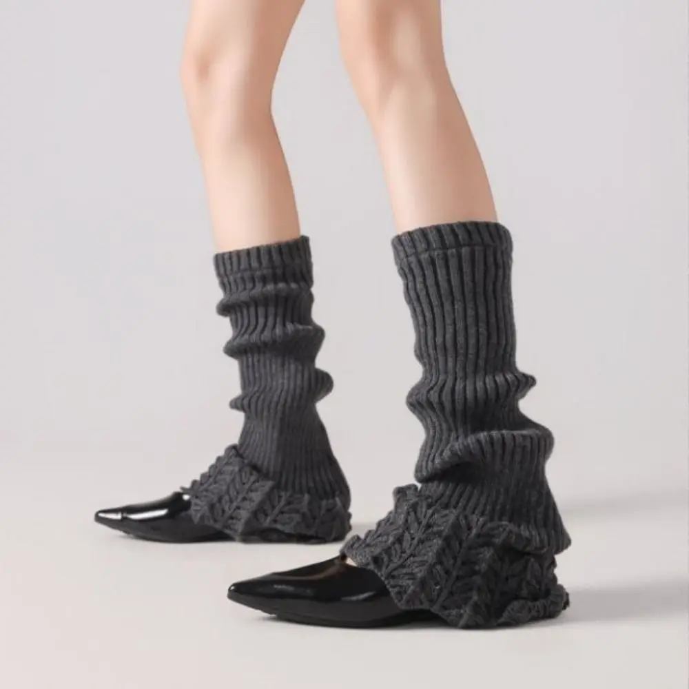 

Comfortable Y2K Women Knitted Leg Warmers Sweet Solid Color Women's Foot Cover Mid-Calf Soft Long Calf Socks JK Uniform
