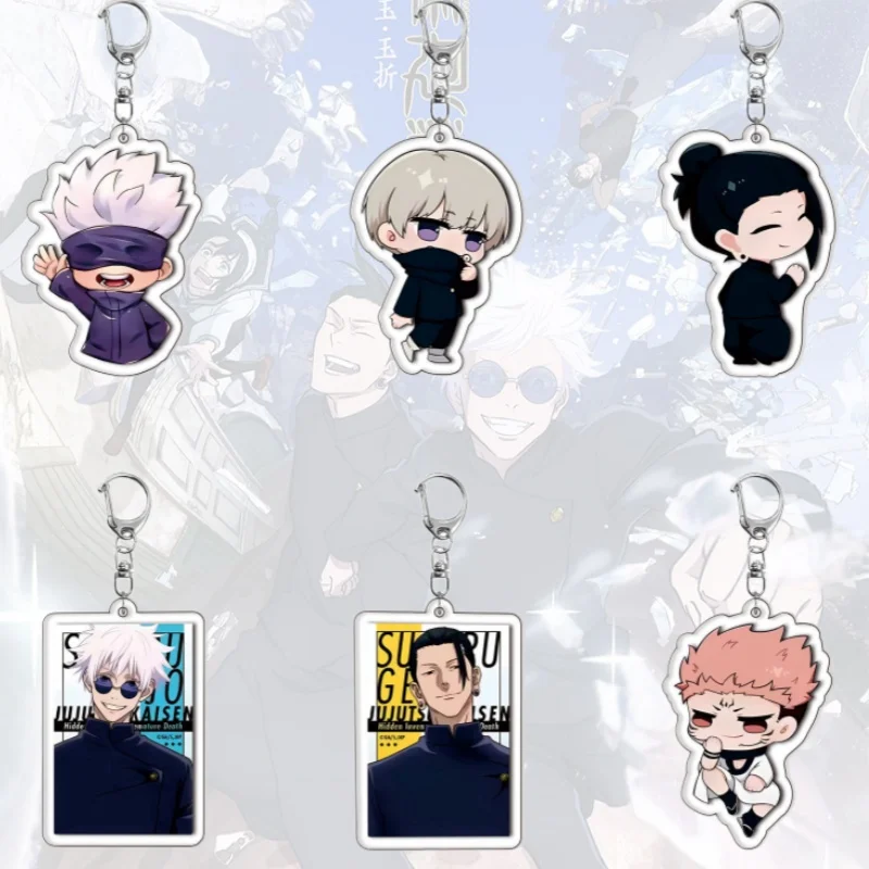 

Акриловый брелок-подвеска 5 см для фанатов аниме JJK: Годжо Сатору, Гето Сугуру, Итадори Юдзи. Акриловый брелок Q-версии в подарок.