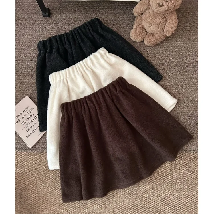 

Ladies' Chic Korean Sle Lamb Fur Elastic Waist A-Line Skirt Faionable Autumn Winter New Arrival Ci Commute Friendly