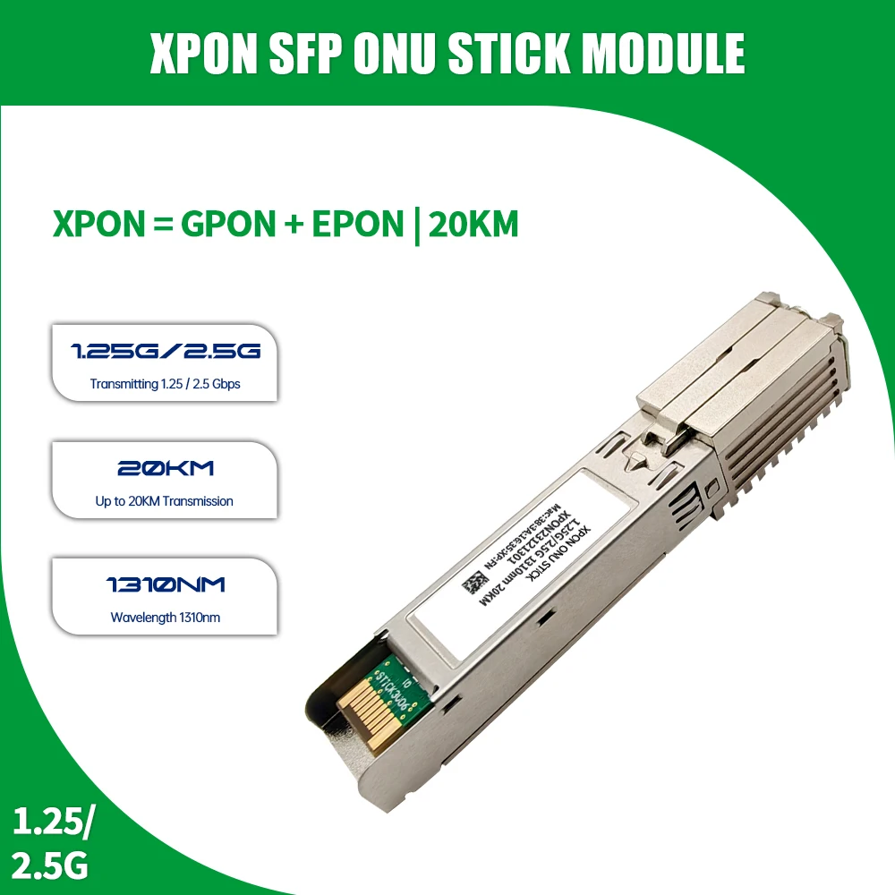 PON STICK-EPON GPON XPON SFP ONU Vara com conector MAC SC, módulo de DDM pon, módulo HGU 1490, 1330nm, OLT,ONU