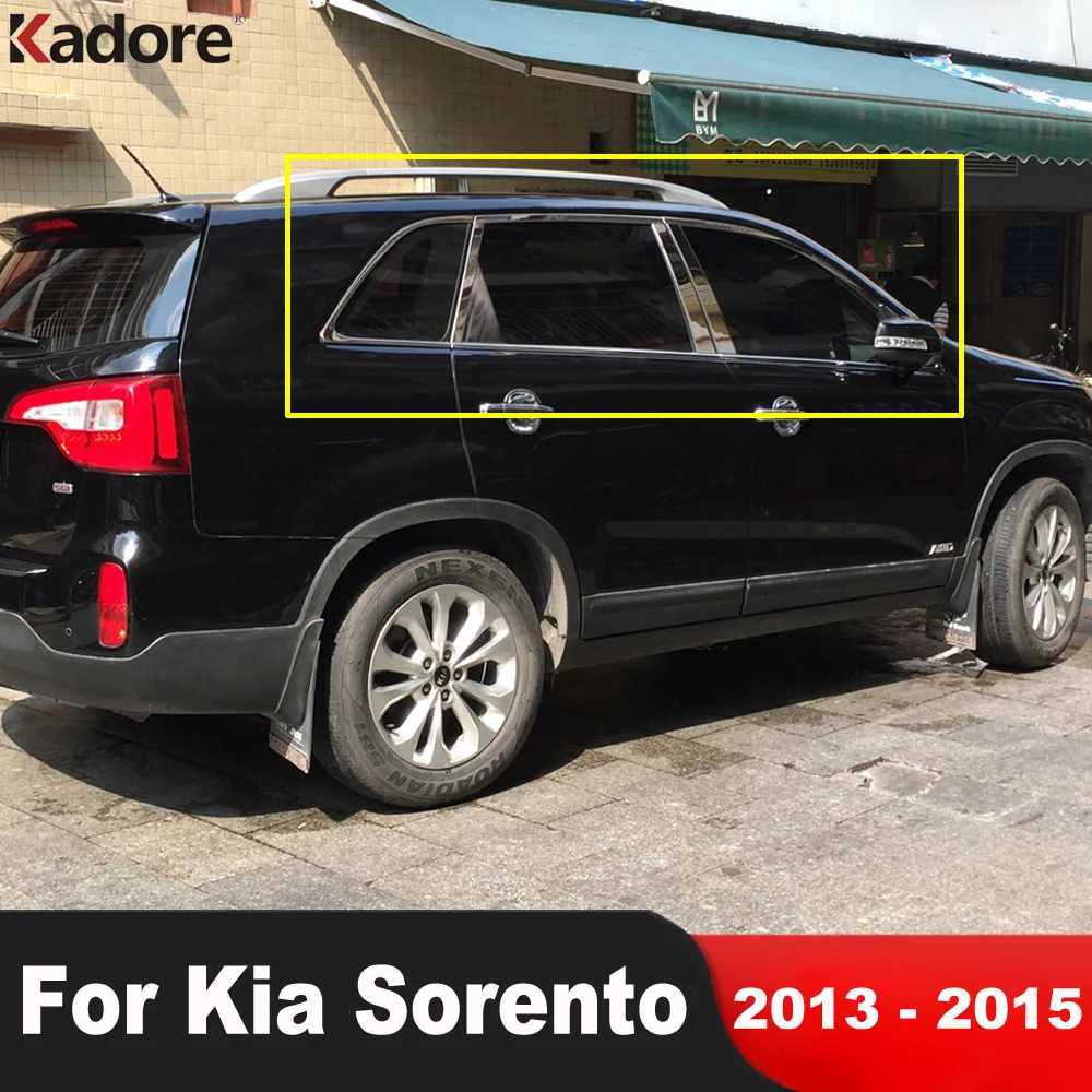 Window Frame Sill Trim For Kia Sorento 2013 2014 2015 Stainless Steel Car Full Set Window Molding Strip Exterior Accessories