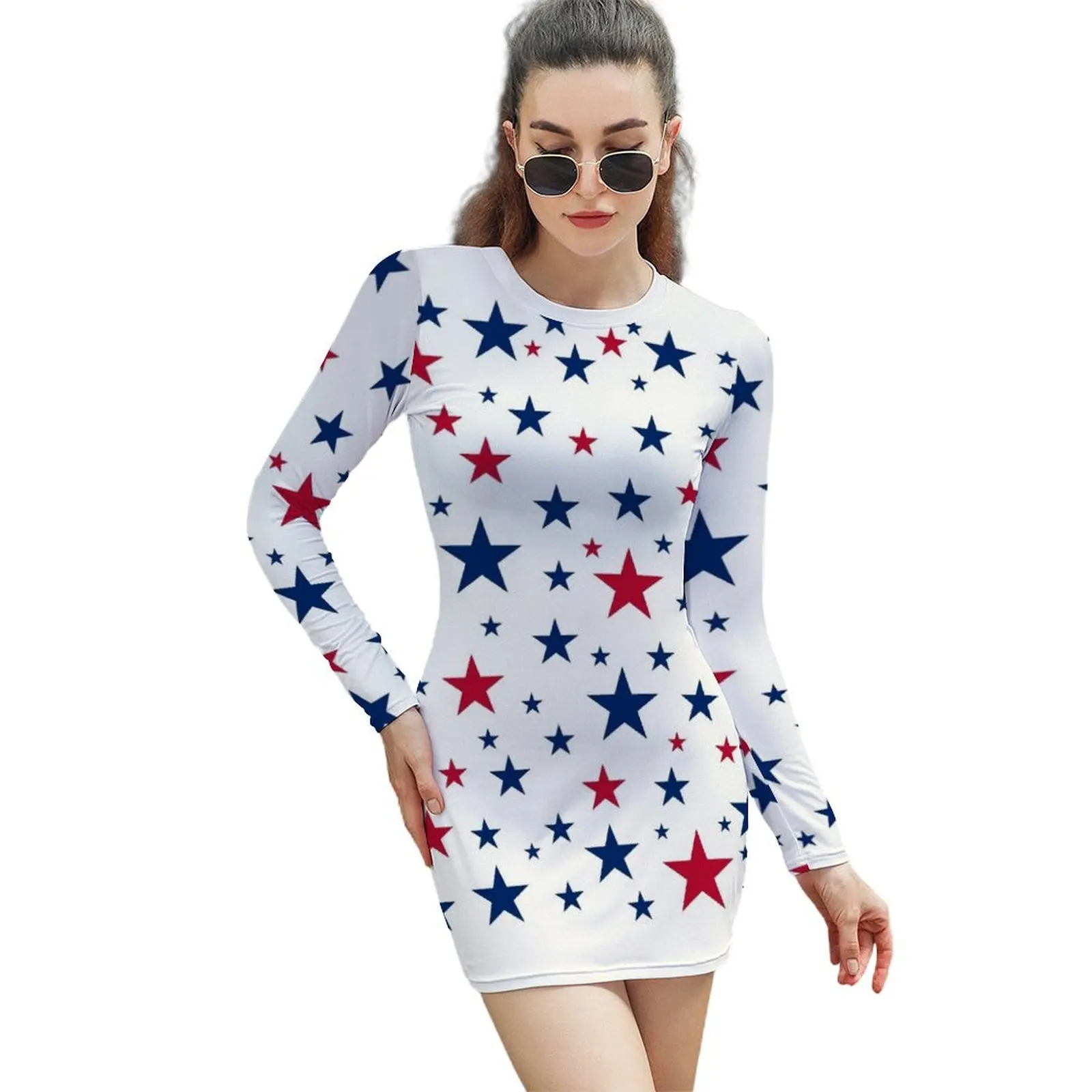 

American Stars 4th July Long-Sleeved Sheath Dress women's clothing korea stylish dresses for womens 2024