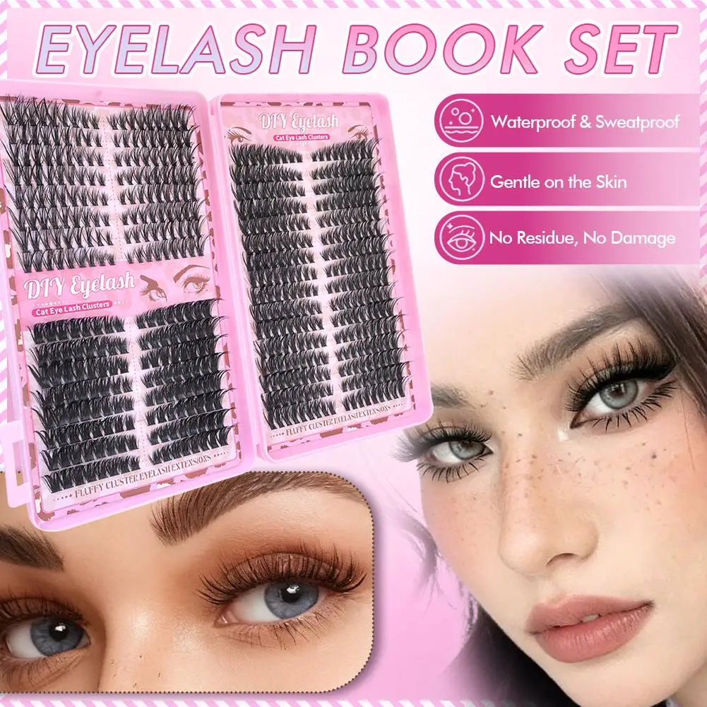 Eyelash Book Set Segmented Cluster Large Capacity False Eyelashes Thick Curly Natural DIY Lashes 40P 60P 80P Curl Lash Extension