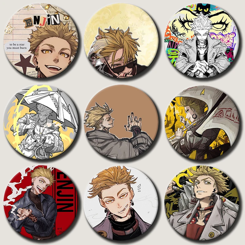 

58mm Anime Character Enjin Pins Tinplate Badge Enjin Cartoon Brooches for Backpack Hat Clothes Decoration Fans Collection Gifts