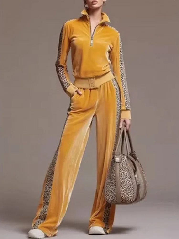 

Комплект из двух предметов для женщин, новинка 2026 года, весенне-осенний, комплекты-двойки, топ и брюки с широкими штанинами, костюмы, одежда