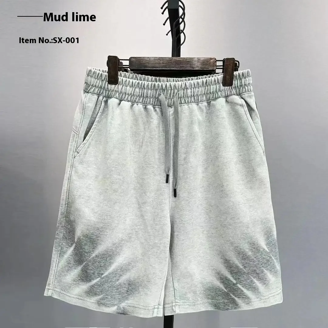 2025 Men's Casual Worn-out Washed Shorts for Spring and Summer Loose Vertical Stripe Fashion Street Wear Outdoor Breathable Leaf