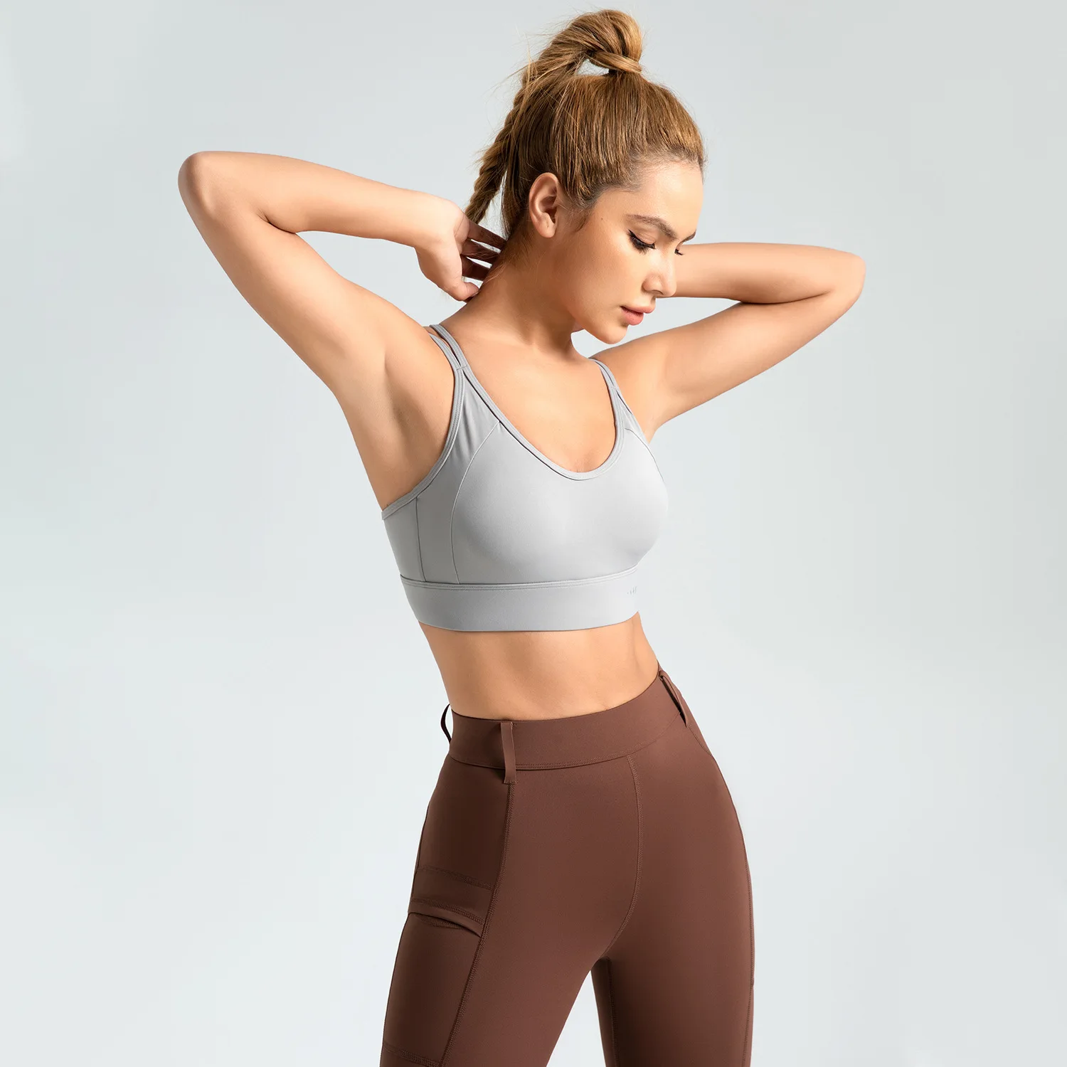 Ropa interior deportiva con espalda cruzada para mujer, sujetador con correas de hombro, hebillas de espalda, ropa interior de Yoga, Sujetador deportivo para gimnasio