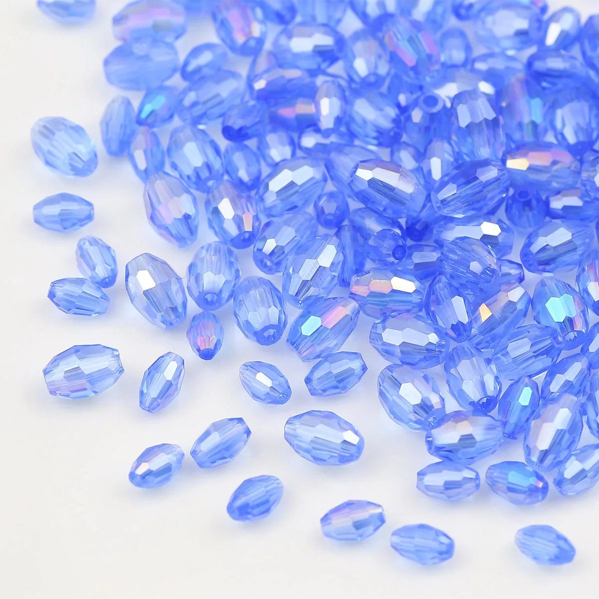 4x6/6x8mm Rice Grains Austrian Crystal Glass Light Blue AB Oval Faceted Loose Beads For Jewelry Making DIY Bracelets Necklaces