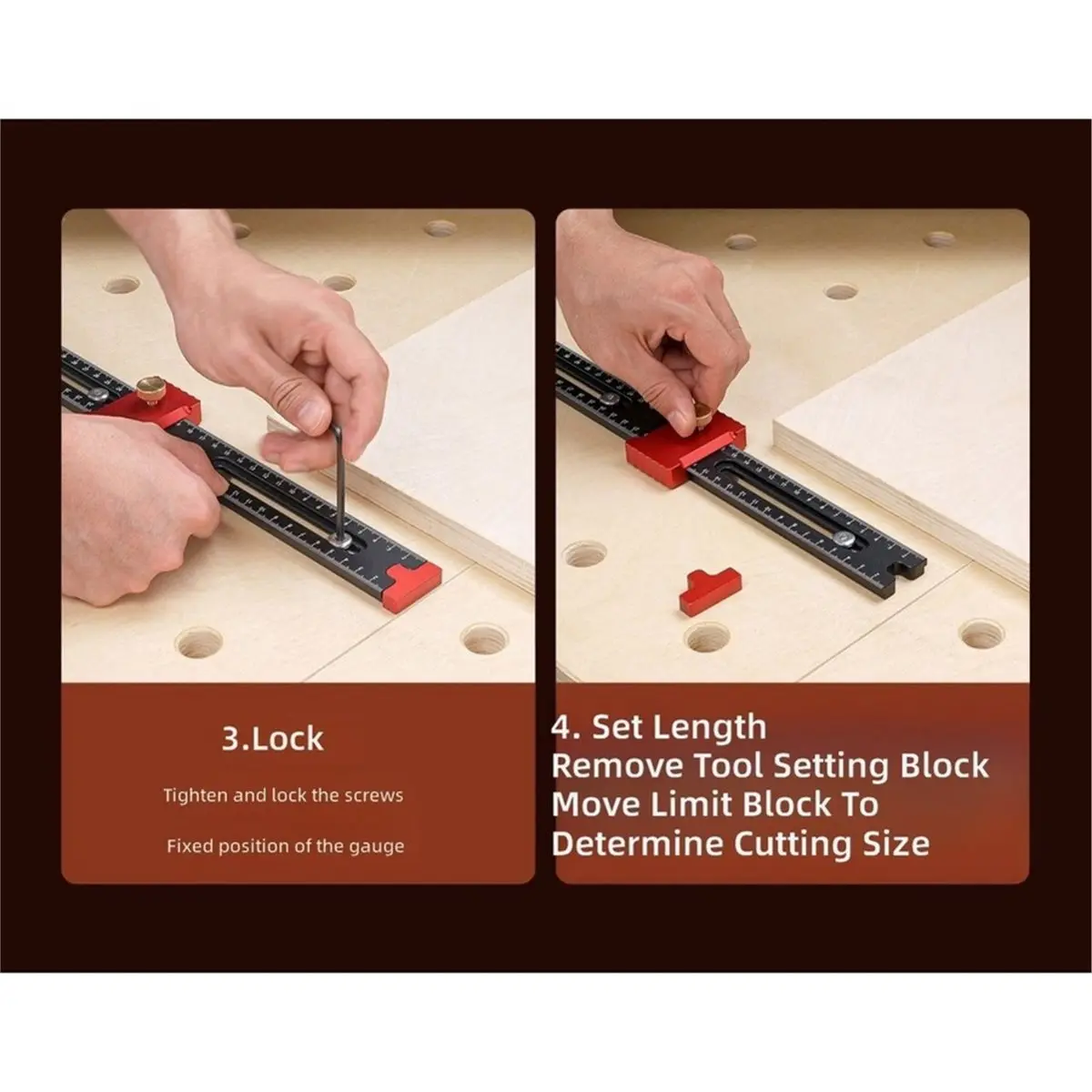 Portable Woodworking Positioning Ruler Graduated Limit Scale Adjustable for WoodworkingTables and Track Saw Cutting