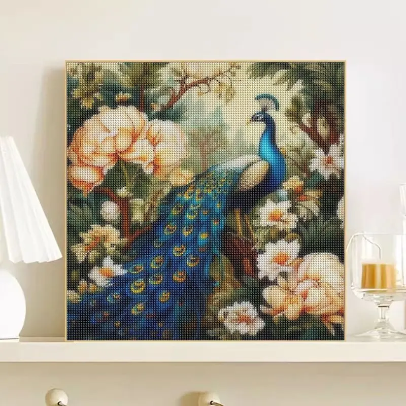 CHENISTORY Full Square Round Diamond Painting Kit Peacock Peony Home Decor Embroidery Animal Flower Mosaic Wall Art