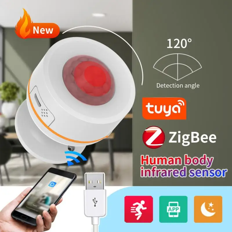 Tuya ZigBee Hogar Inteligente Passive Preamp Wireless Remote Mini PIR Motion Detector Infrared Detector Sensor Alarm Usb Charge