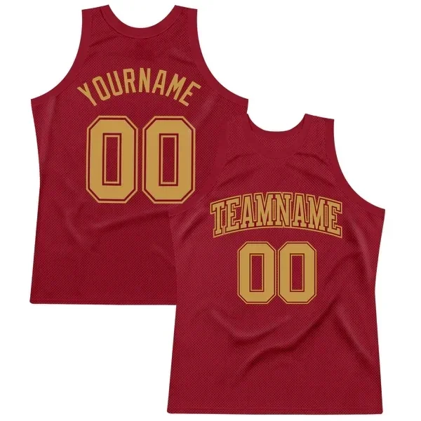 

Custom Maroon Old Gold Authentic Throwback Basketball Jersey 3D Print Team Name Number Vest Game Practice Clothes Adult/Youth