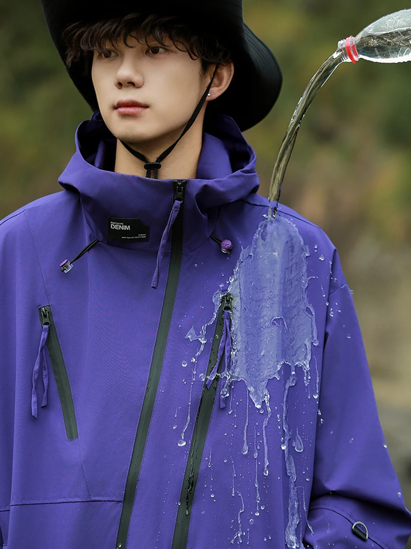 سترة مضادة للماء الرجال مقنعين زمم سترة واقية سترة الرجال معاطف في الهواء الطلق للتخييم التنزه تسلق ملابس الصيد الجبلية