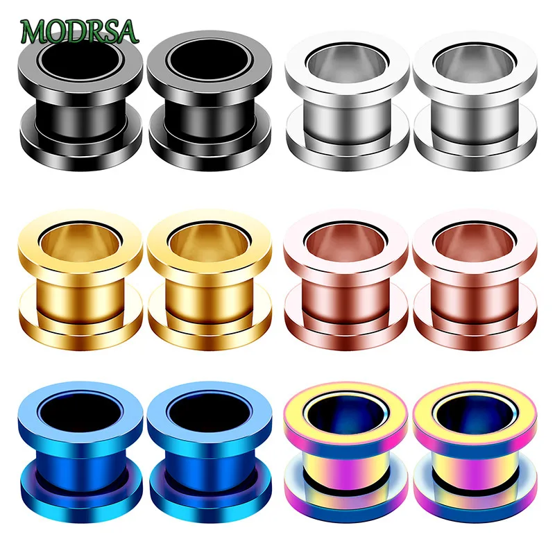 MODRSA 1Pair 316L Stainless Steel Piercing Pulley Metal Ear Expanders Pulley Helix Piercing 30mm Plugs Tunnels Punk Body Jewelry