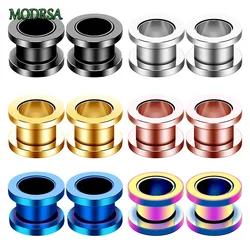 MODRSA 1Pair 316L Stainless Steel Piercing Pulley Metal Ear Expanders Pulley Helix Piercing 30mm Plugs Tunnels Punk Body Jewelry