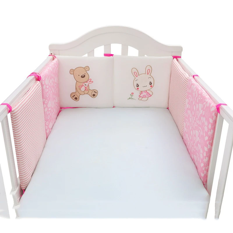 6 قطعة سرير بيبي حامي سرير الوفير منصات سرير بيبي الوفير المضادة للتصادم المضادة للسقوط سرير أطفال حول مزيج القطن سرير المهد الوفير #2
