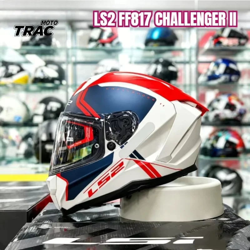Original LS2 FF817 Motorcycle Helmet Fiberglass Dual Visor Motorbike Helmet LS2 CHALLENGER II Casco Touring Helmet