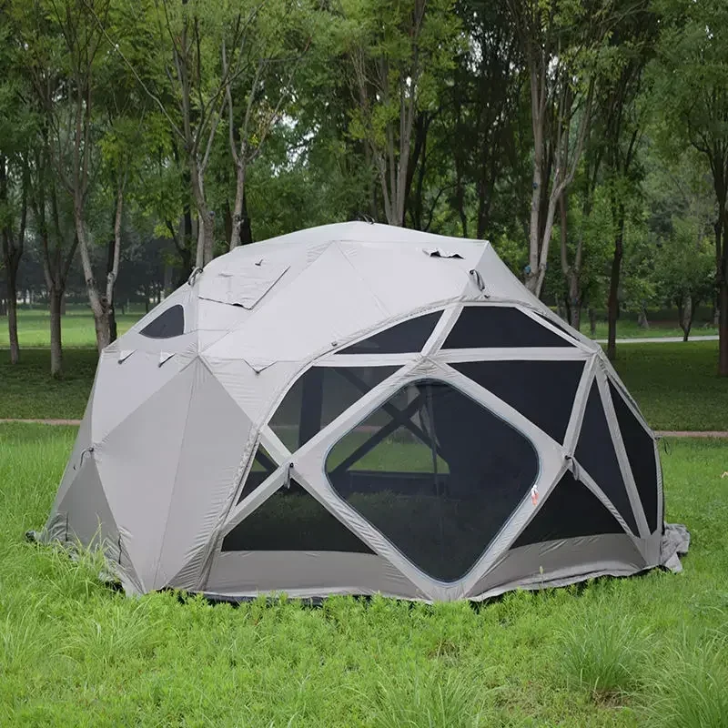 Outdoor Canvas Octagon 8-12 People Thickened Waterproof Double Layer Family Camping Glamping Ball Tent