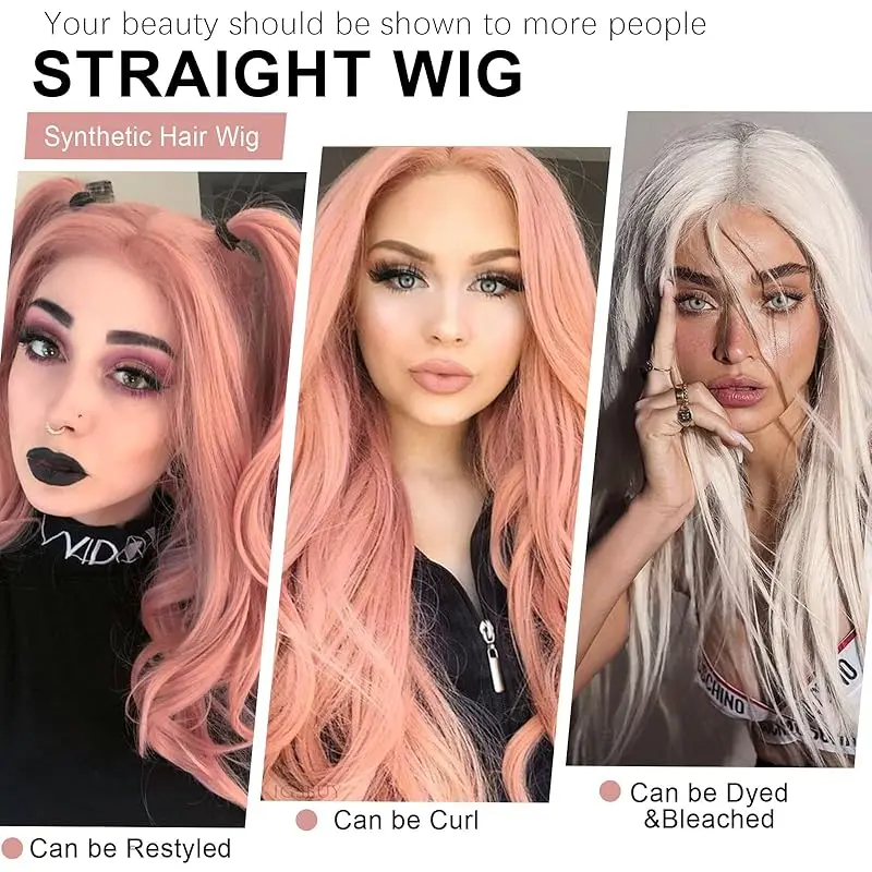 مستقيم الوردي الباروكات شعر الإنسان 36 بوصة HD شعر مستعار دانتيل 13x6 خصلات الشعر المستعار الإنسان 220 الكثافة البرازيلي الدانتيل الباروكات الأمامية للنساء