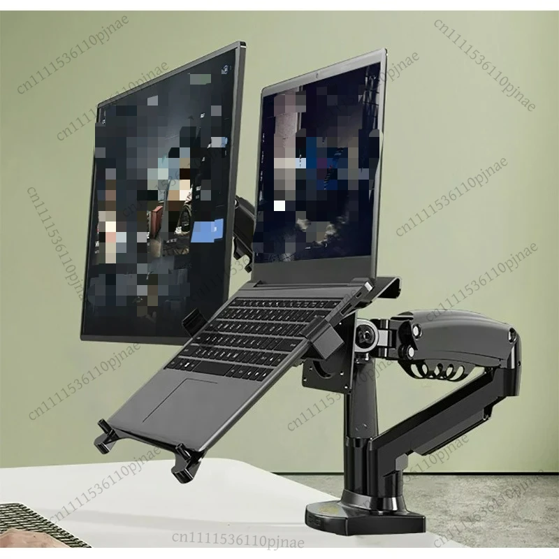 

Gas Spring Dual Arm for 17"-27" Monitor Holder + 10"-17" Laptop Support Air Press Mount Stand Load 2-9kg